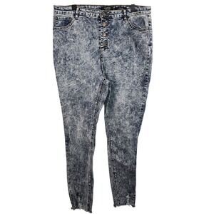 Simply Be Chloe High Waist Skinny Jeans Women's Size 22R Acid Wash Distressed